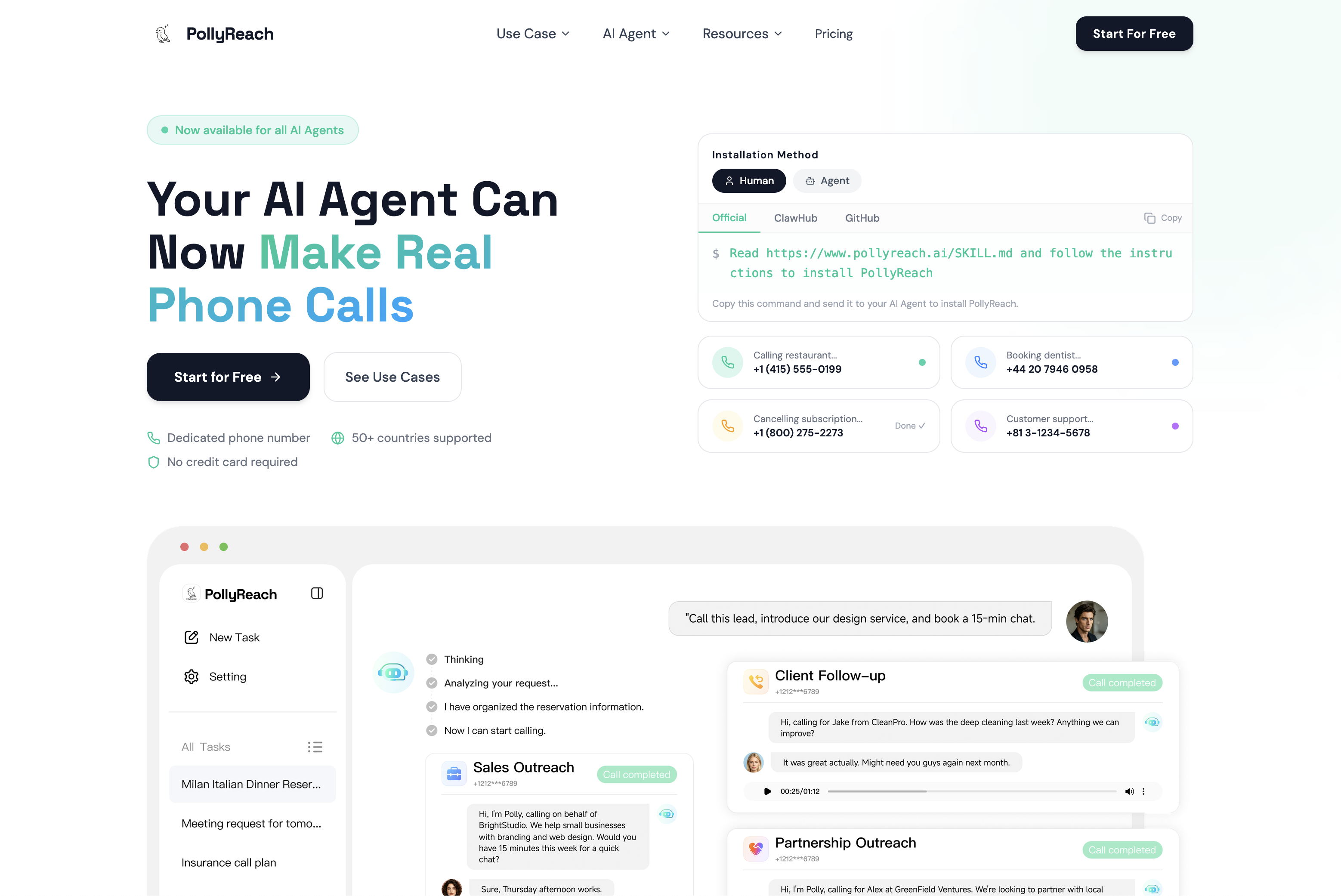 PollyReach product screenshot